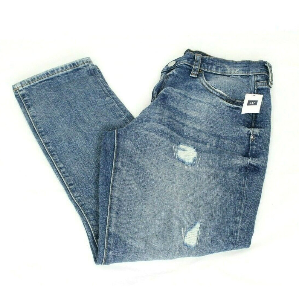 Gap Jeans Best Girlfriend Mid Rise Fit Distressed Denim Woman's Size 26 REG New